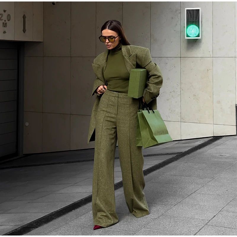 Woolen Blazer Pants Suit