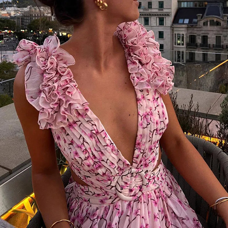 Barbara Ruffle Floral Printed Dress