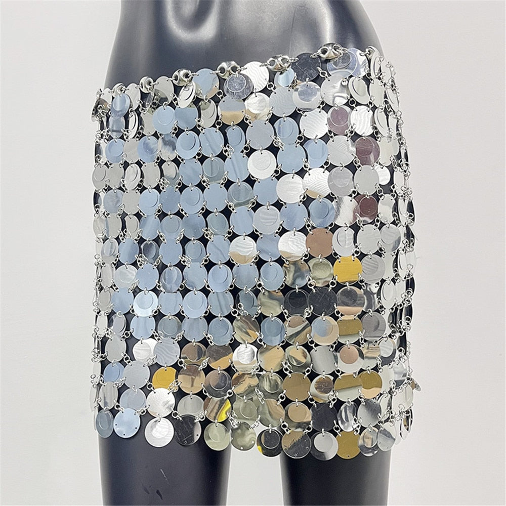 Shiny Sequins Mini Skirt