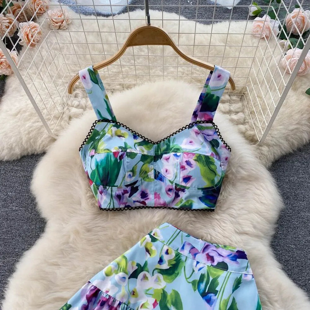 Summer Flower Skirt Set