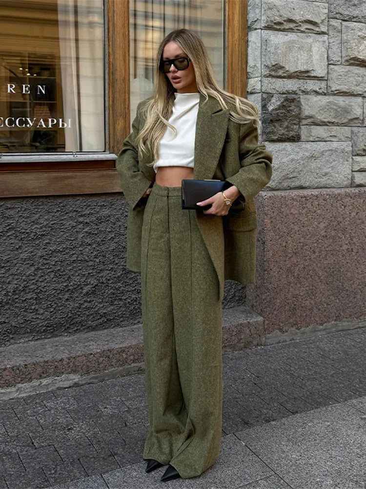 Woolen Blazer Pants Suit
