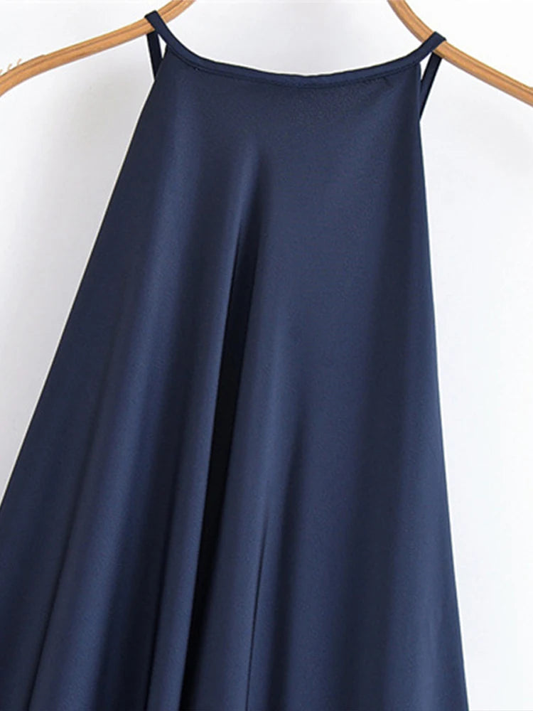 Audrey Satin Halter Backless Maxi Dress