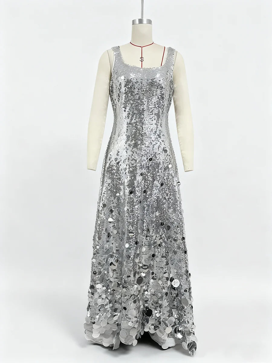 Calanthe Silver Sequins Dress