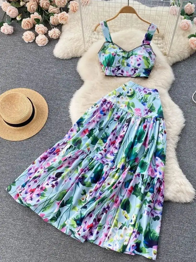 Summer Flower Skirt Set