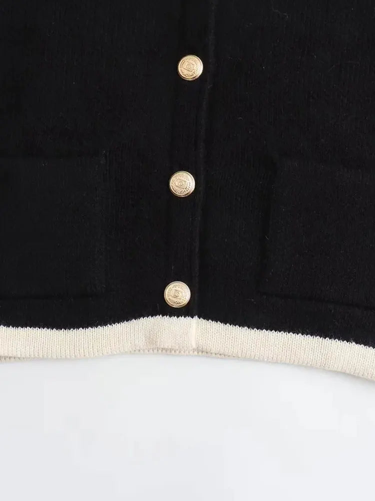 Contrast Cropped Cardigan