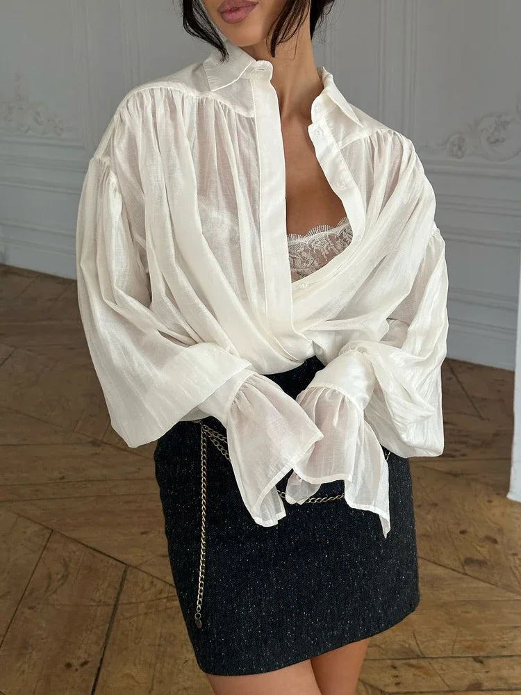 Alla Loose Long Sleeve Patchwork Blouse