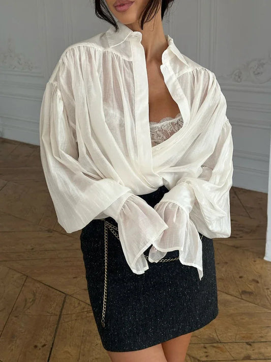 Alla Loose  Long Sleeve Patchwork Blouse