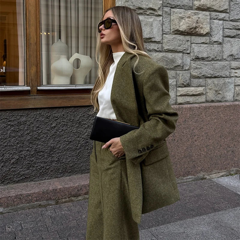 Woolen Blazer Pants Suit