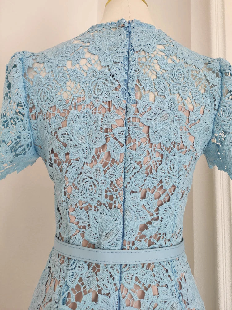 Blue Embroidery Dress
