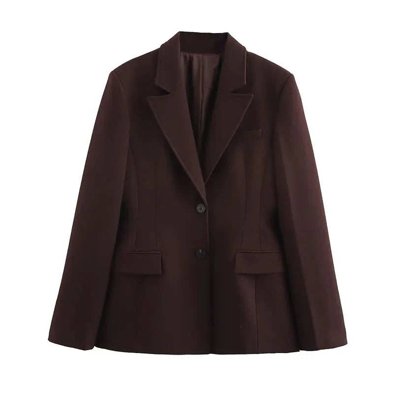 Deep Mocha Tailored Blazer Pants and Skirt Set