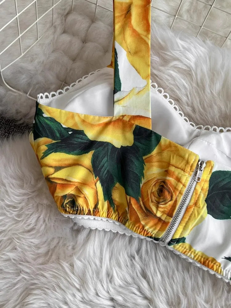 Summer Flower Skirt Set