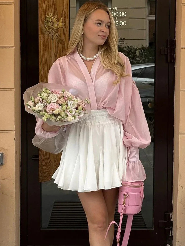 Alla Loose Long Sleeve Patchwork Blouse