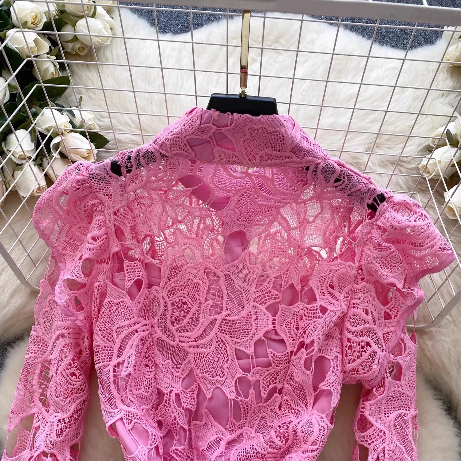 Caitline Flare Sleeve Stand Collar Maxi Dress