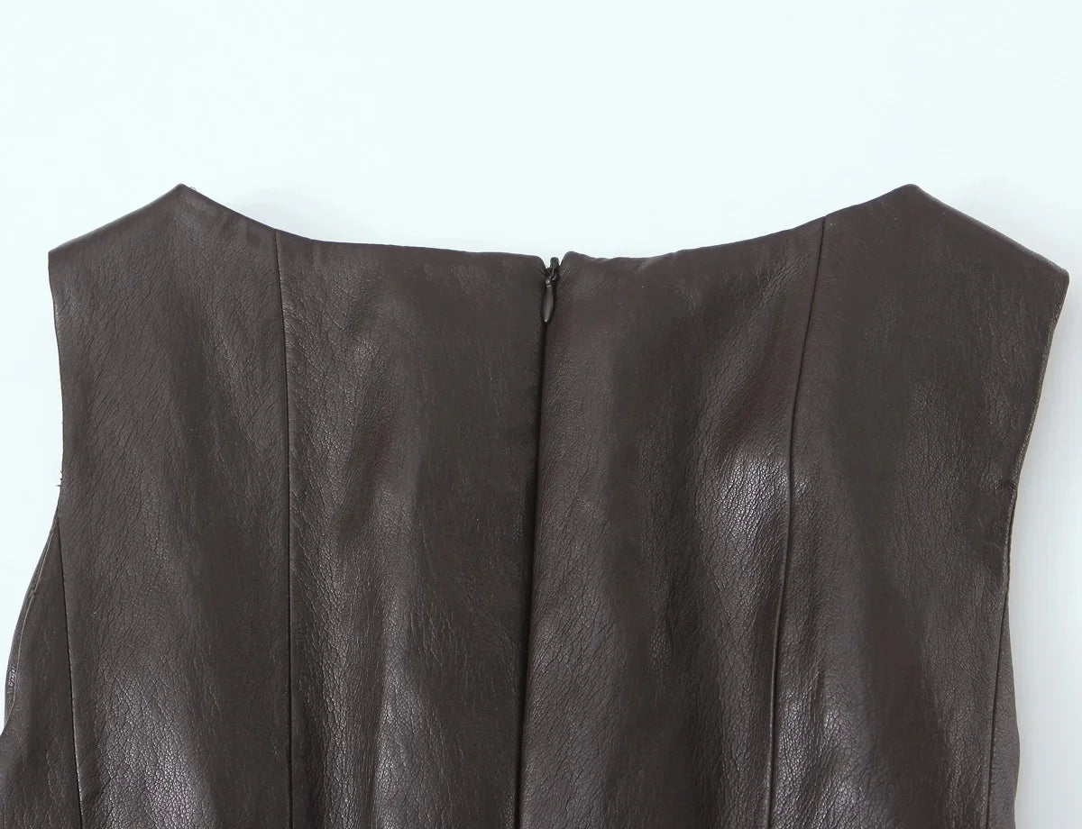 Leather Skirt Set with Belt