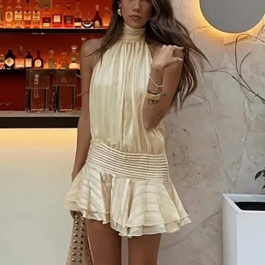 Halter Ruffle Mini Dress