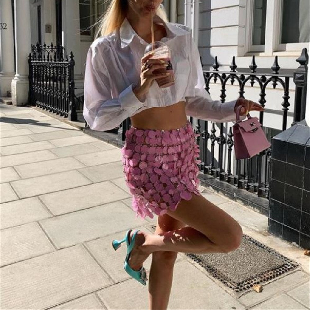 Shiny Sequins Mini Skirt