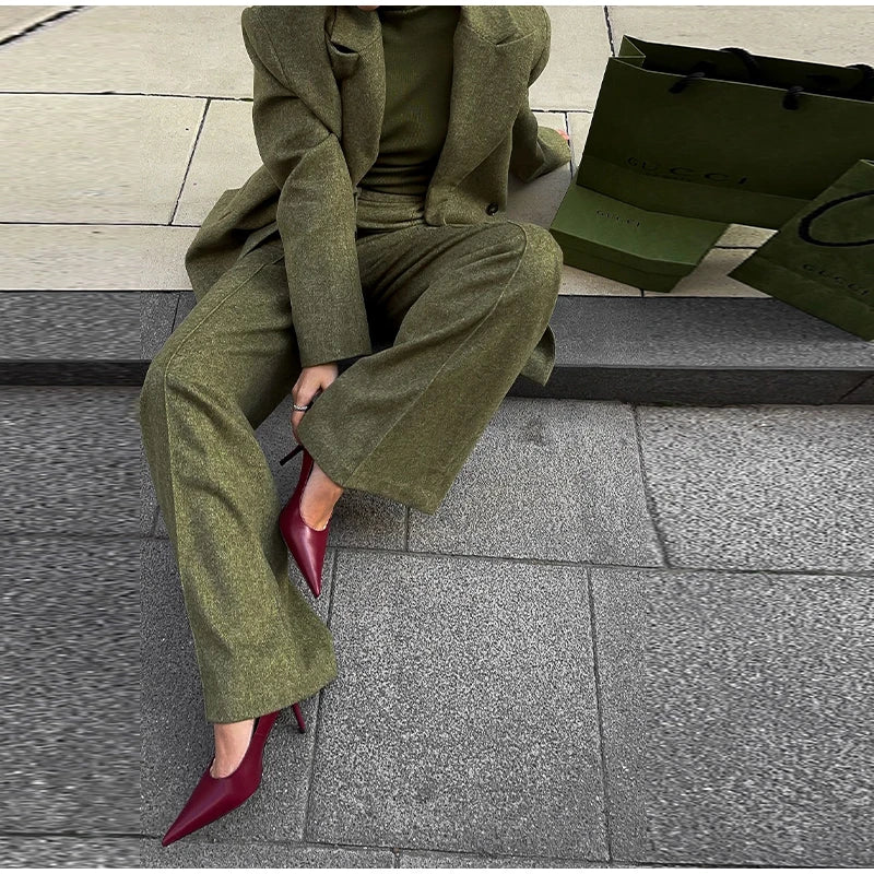 Woolen Blazer Pants Suit
