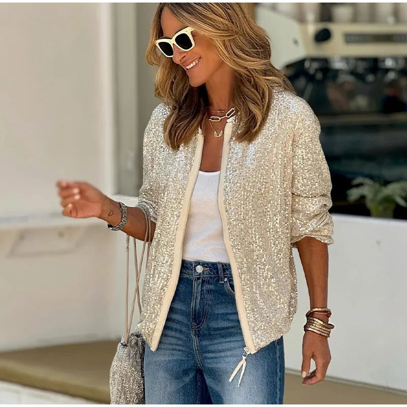 Sequin Zipper Jacket