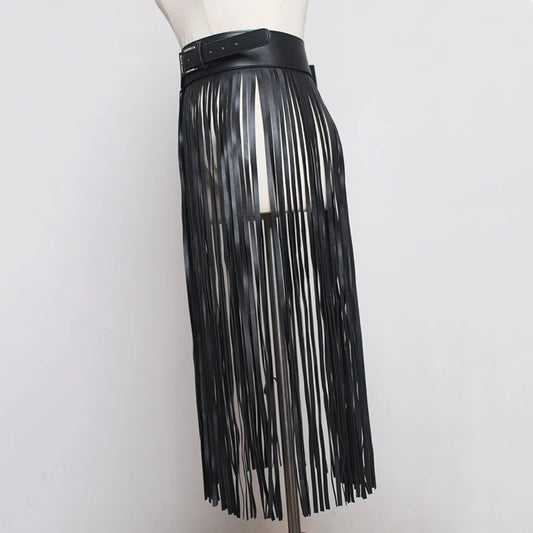 Carla Pu Leather Long Tassel Belt