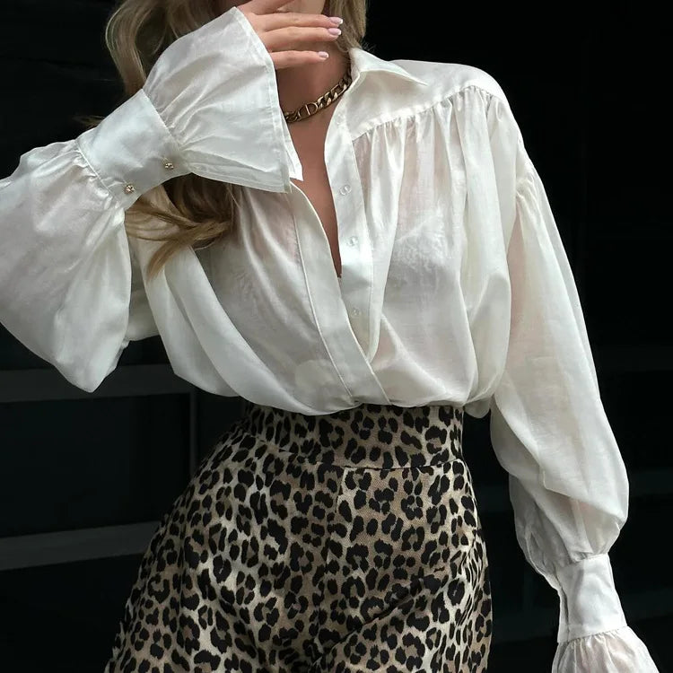 Alla Loose Long Sleeve Patchwork Blouse