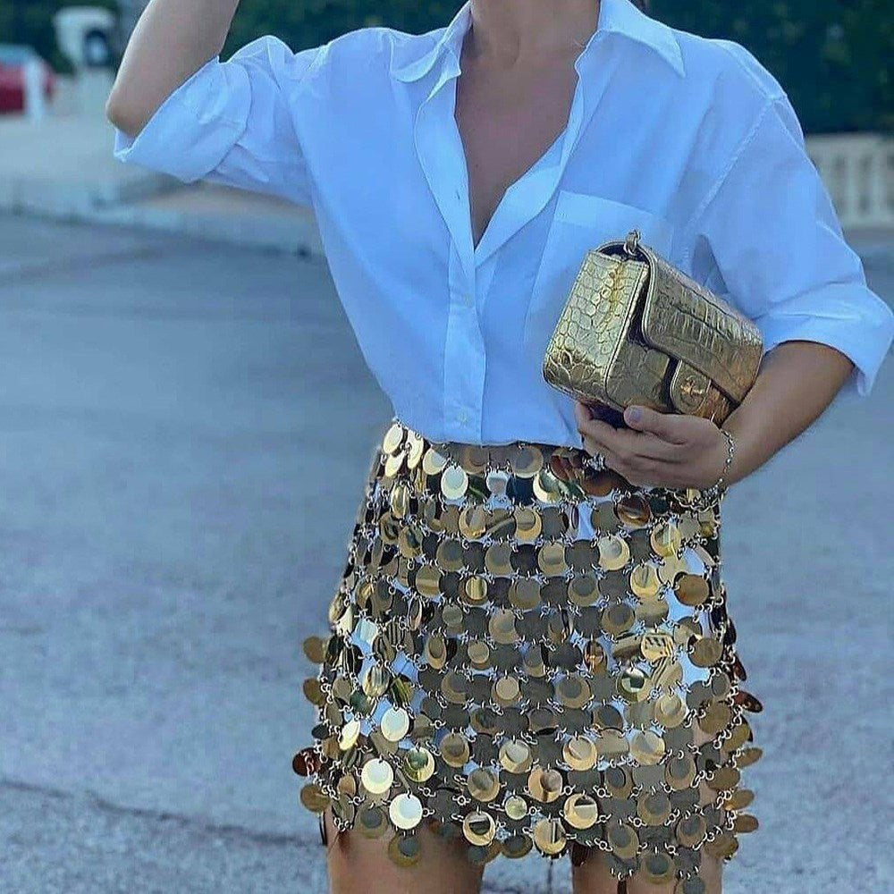 Shiny Sequins Mini Skirt