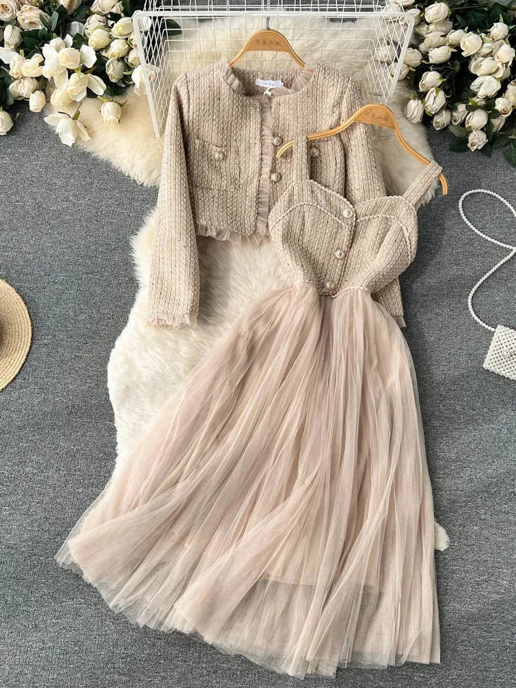 OMELLA Midi Dress +Tweed Jacket