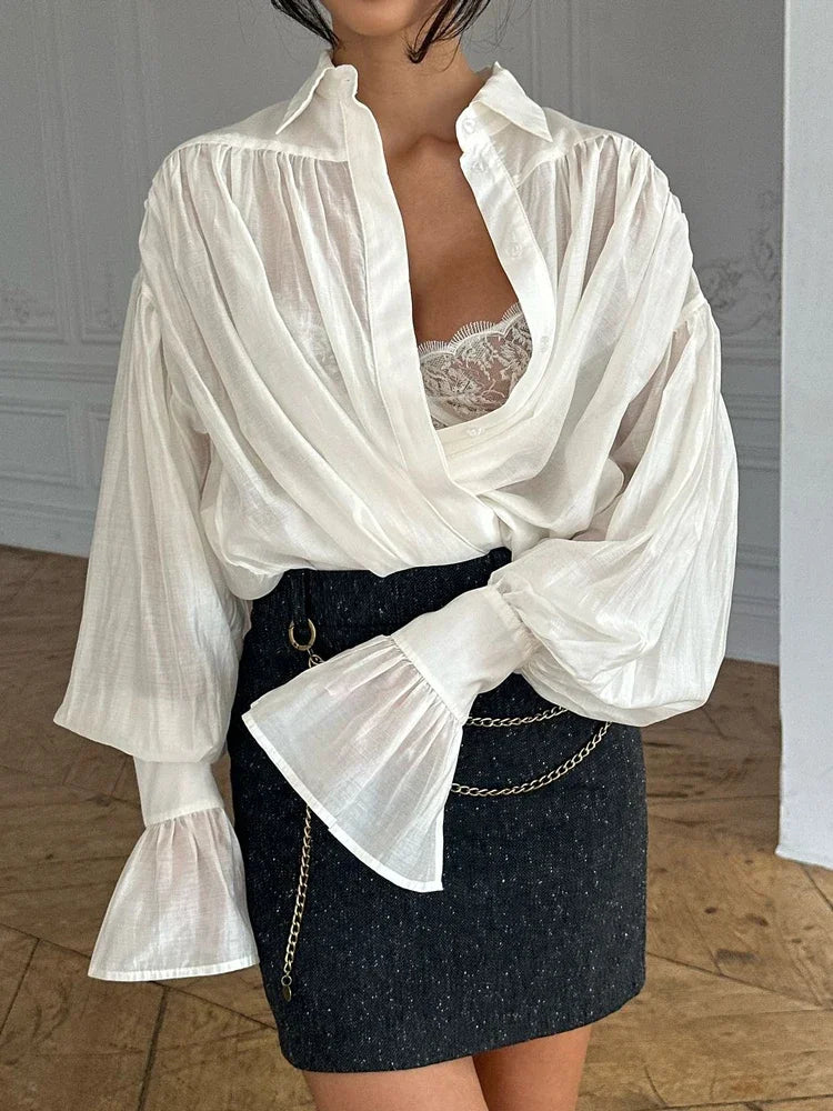 Alla Loose Long Sleeve Patchwork Blouse