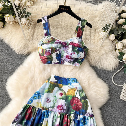 Summer Flower Skirt Set