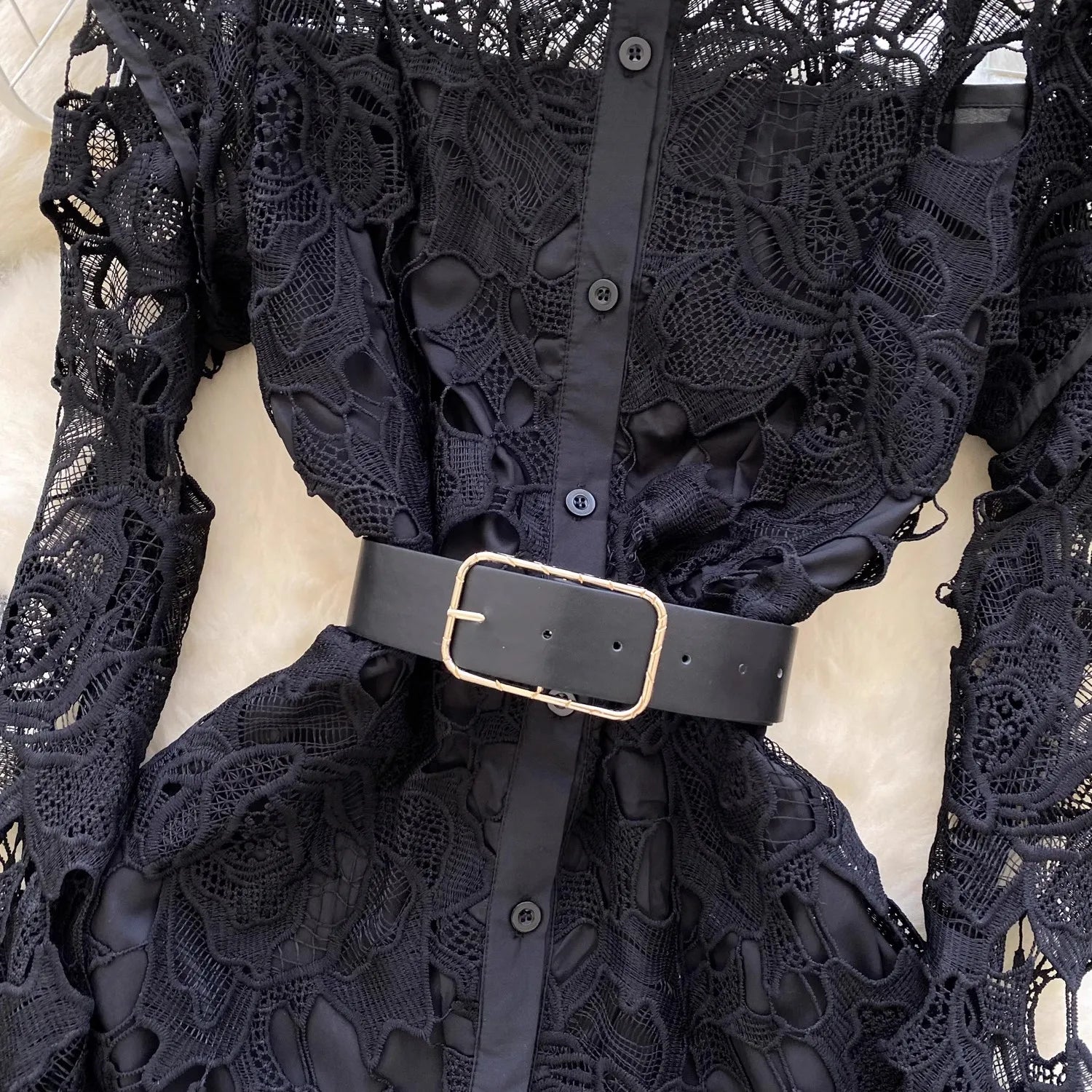 Caitline Flare Sleeve Stand Collar Maxi Dress