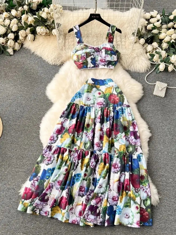 Summer Flower Skirt Set