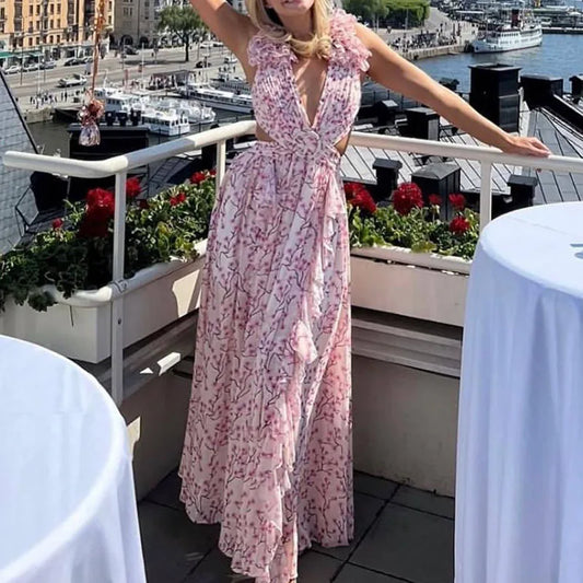 Barbara Ruffle Floral Printed  Dress