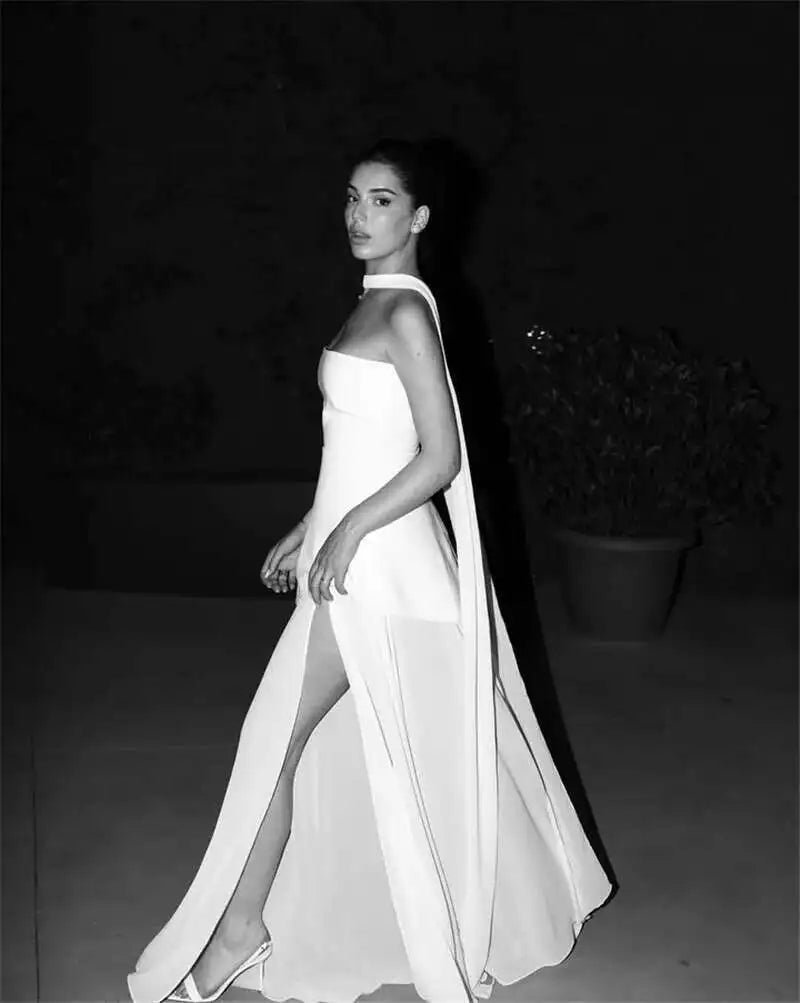 Miss Diva Backless Maxi Dress with Scarf