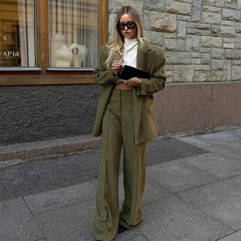Woolen Blazer Pants Suit