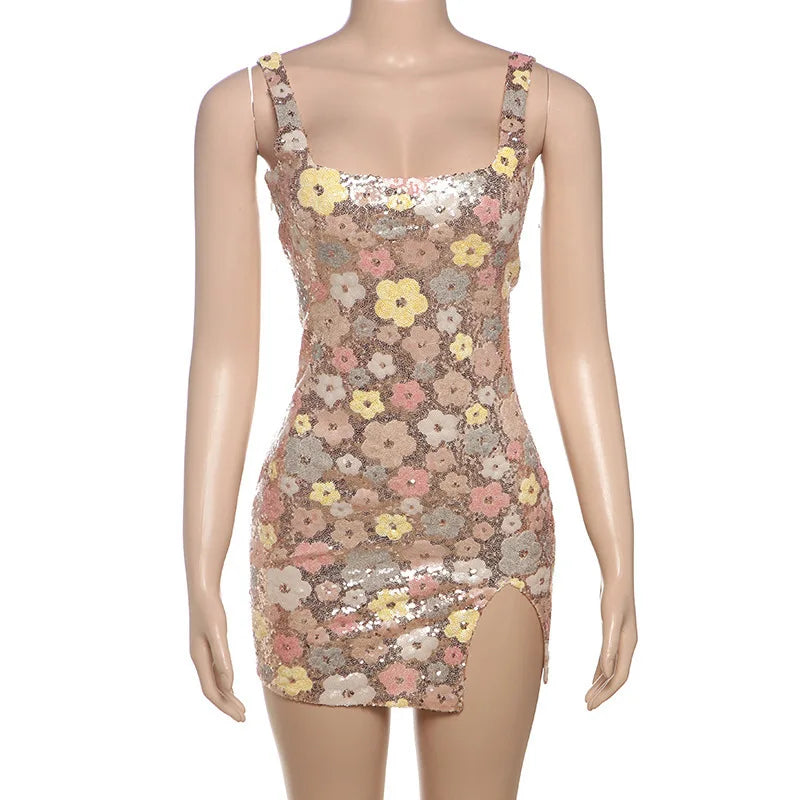 Floral Sequin Nightclub Dress