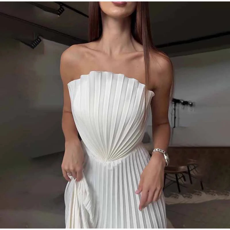 Mal Strapless Pleated Dress