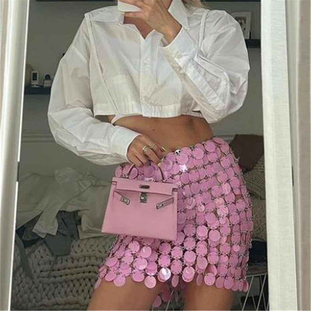 Shiny Sequins Mini Skirt