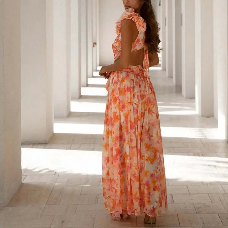 Barbara Ruffle Floral Printed Dress