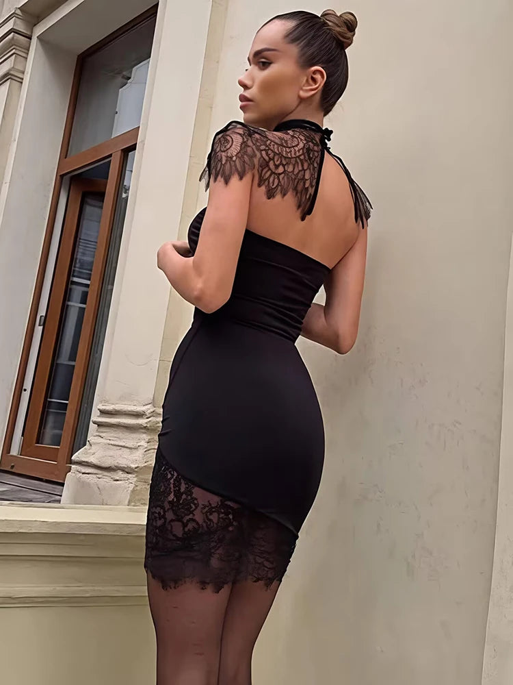 Ursula Lace Backless Mini Dress