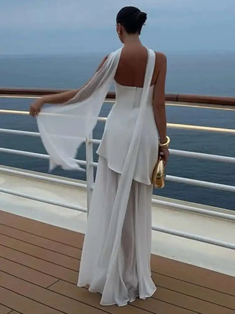 Miss Diva Backless Maxi Dress with Scarf