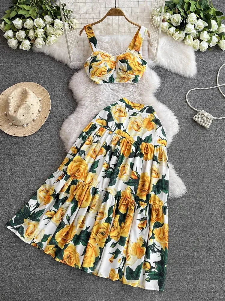 Summer Flower Skirt Set