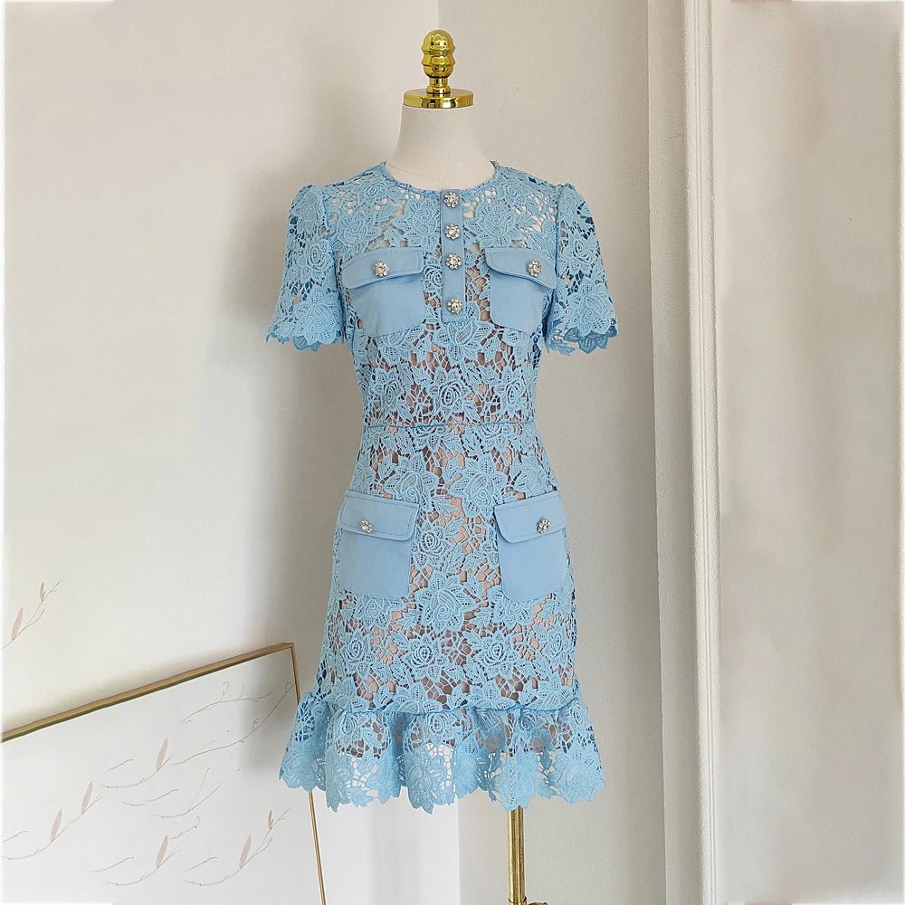 Blue Embroidery Dress