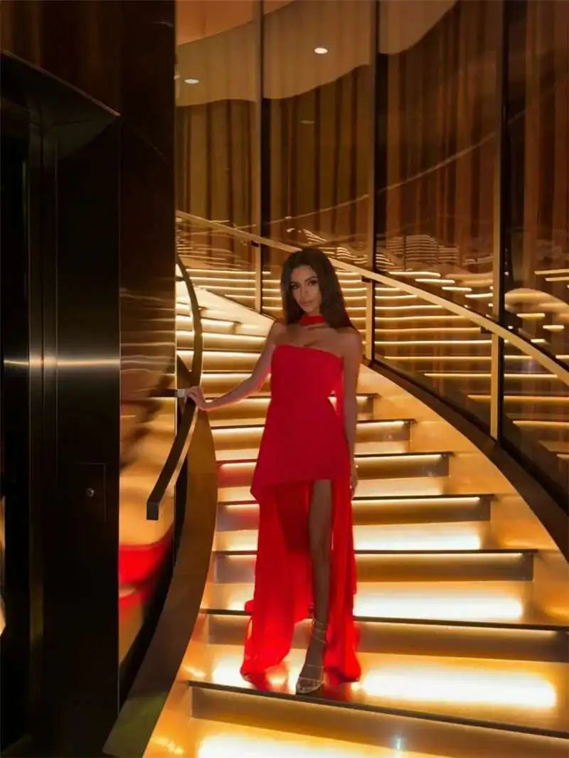 Miss Diva Backless Maxi Dress with Scarf