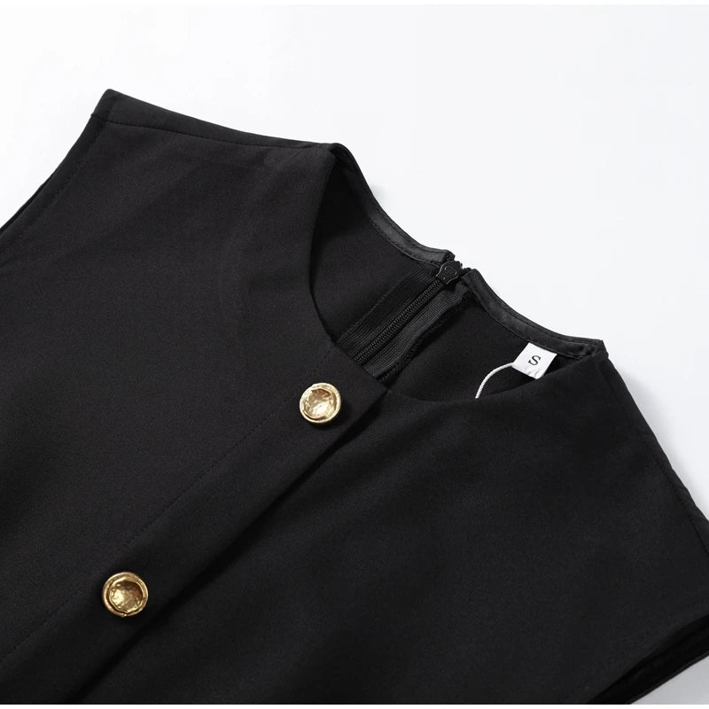 Meski Black Sleeveless Midi Dresses