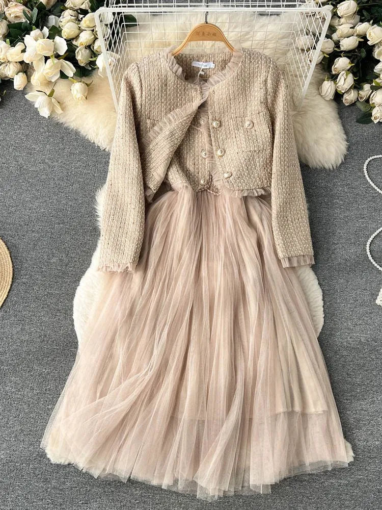 OMELLA Midi Dress +Tweed Jacket