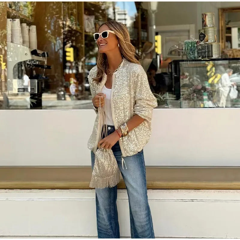 Sequin Zipper Jacket