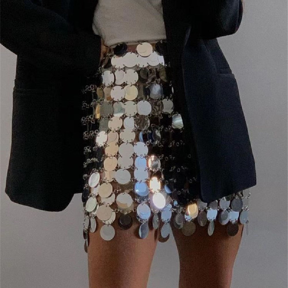 Shiny Sequins Mini Skirt