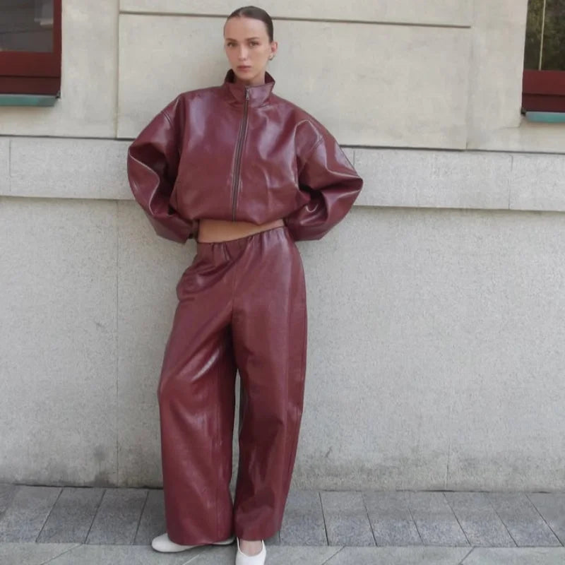 Leather Skirts Jackets Suit