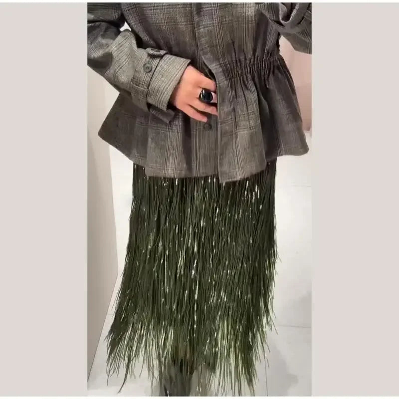 Green Tassels Skirt