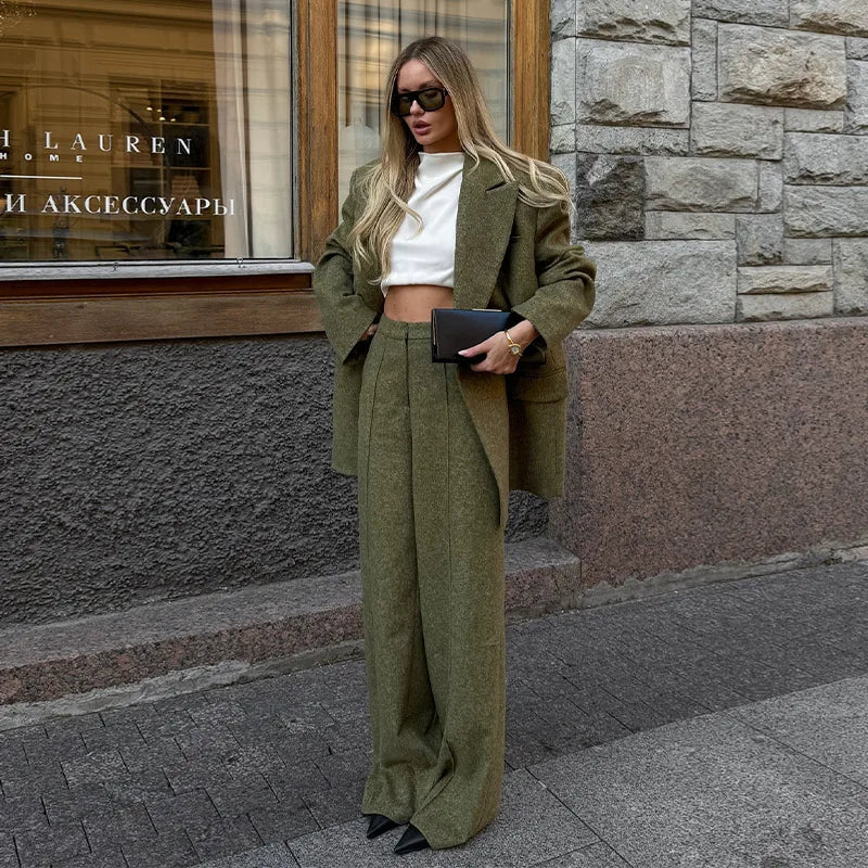 Woolen Blazer Pants Suit