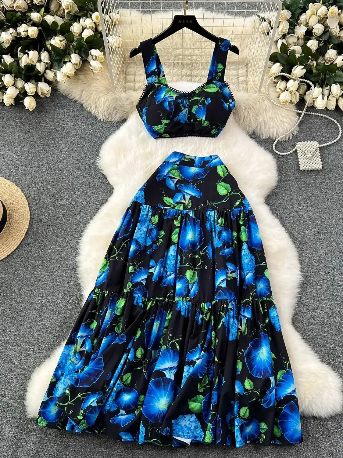 Summer Flower Skirt Set